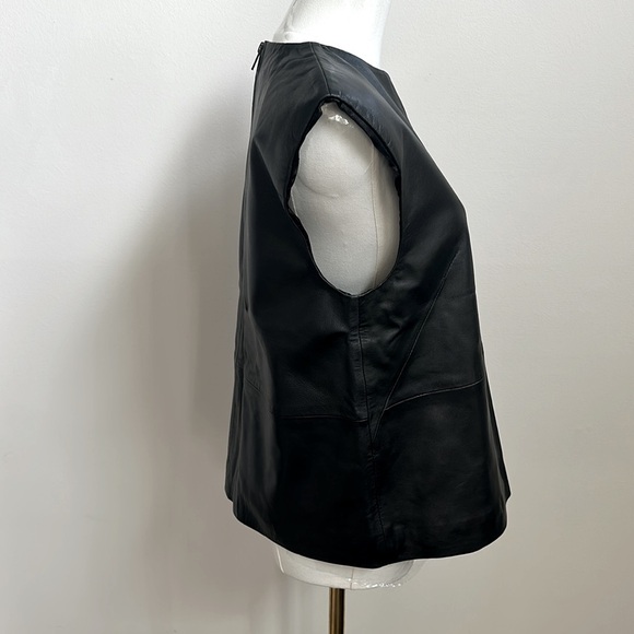 NWT Muubaa‎ Womens Sheep Leather Quiet Luxury Sleeveless Edgy Glam Moto Top 6 - Picture 4 of 12